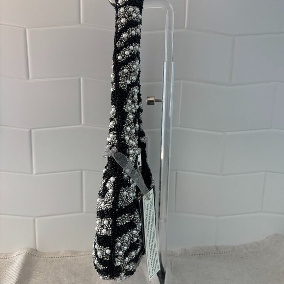 Viral Zebra Hobo Bag - Made in India - Black, White, Silver and Pearls - Picture 4 of 10